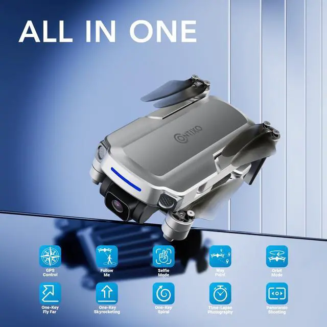Alt view image 2 of 6 - Contixo F28 Foldable GPS Drone 2K FHD Camera with GPS Control and Selfie Mode - Follow Me, Way Point, & Orbit Mode Up to 25 Mins Flight Time, FPV Drone Compatible with Mobile, With Carrying Case