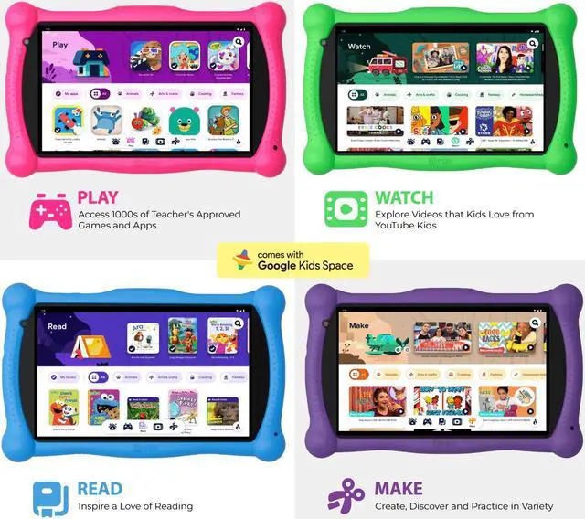 Alt view image 6 of 7 - Contixo Kids Tablet V10, 7-inch HD, Toddler Tablet with Camera, 32GB, WiFi, Learning Tablet for Children with Teacher's Approved Apps, Kid-Proof Case & Stylus, Purple