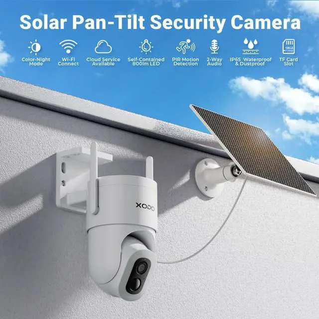 Alt view image 3 of 7 - XODO E15 Solar Outdoor Wireless Security Camera for Home Security, 2K 3MP Floodlight Pan-Tilt 360° View Cam with Color Night Vision, 2-Way Audio, Motion Detection, Siren, App Remote  Cloud/SD