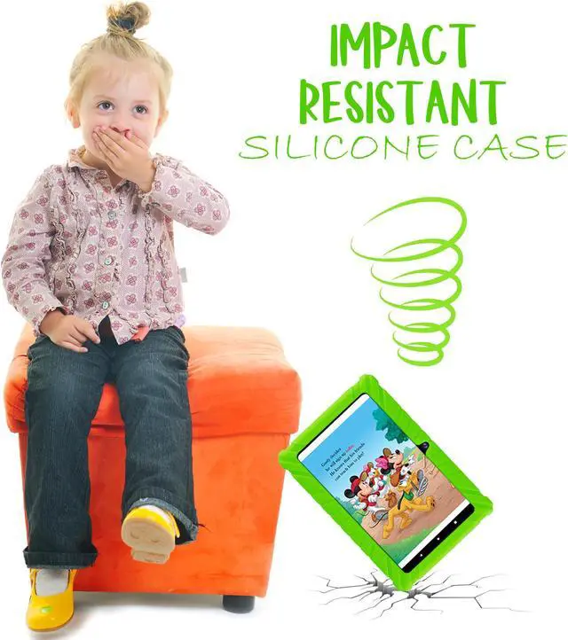 Alt view image 6 of 7 - Contixo V8-2 7 inch Kids Tablets Android 11, 32 GB HD Display Dual Cameras Wi-Fi, w/ 50 Disney eBooks, Case & Screen Protector Learning Toys for 2 -10 Years Old (2023 Sep Release, Green)