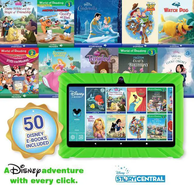 Alt view image 5 of 7 - Contixo V8-2 7 inch Kids Tablets Android 11, 32 GB HD Display Dual Cameras Wi-Fi, w/ 50 Disney eBooks, Case & Screen Protector Learning Toys for 2 -10 Years Old (2023 Sep Release, Green)