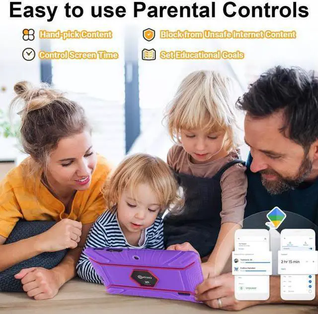 Alt view image 4 of 7 - Contixo V8-2 7 inch Kids Tablets Android 11, 32 GB HD Display Dual Cameras Wi-Fi, w/ 50 Disney eBooks, Case & Screen Protector Learning Toys for 2 -10 Years Old (2023 Sep Release, Purple)