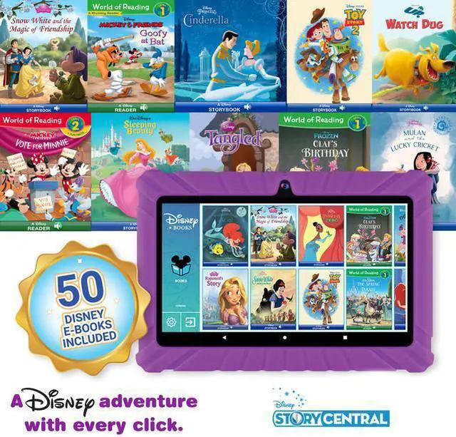 Alt view image 3 of 7 - Contixo V8-2 7 inch Kids Tablets Android 11, 32 GB HD Display Dual Cameras Wi-Fi, w/ 50 Disney eBooks, Case & Screen Protector Learning Toys for 2 -10 Years Old (2023 Sep Release, Purple)