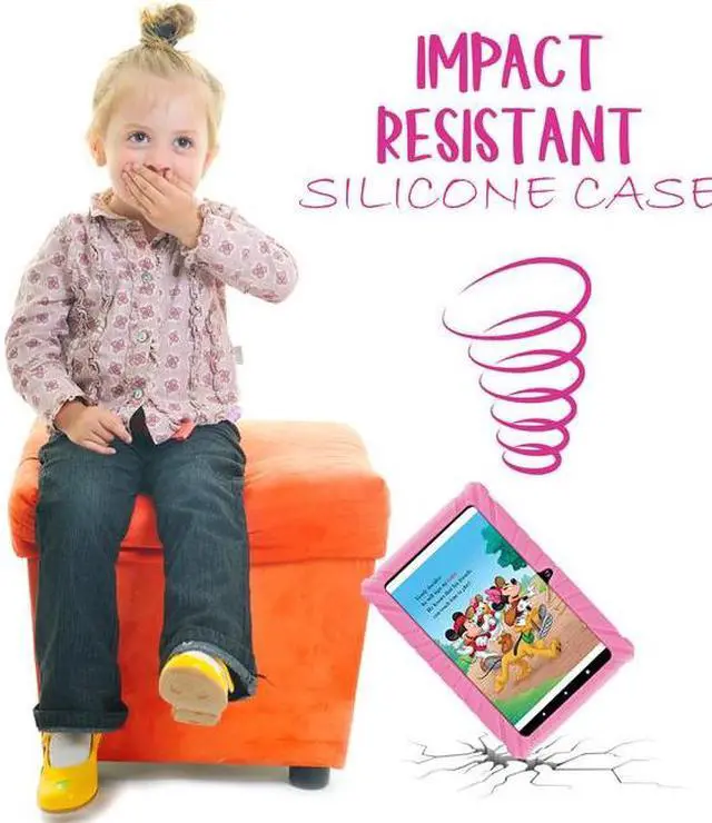 Alt view image 5 of 7 - Contixo V8-2 7 inch Kids Tablets Android 11, 32 GB HD Display Dual Cameras Wi-Fi, w/ 50 Disney eBooks, Case & Screen Protector Learning Toys for 2 -10 Years Old (2023 Sep Release, Pink)