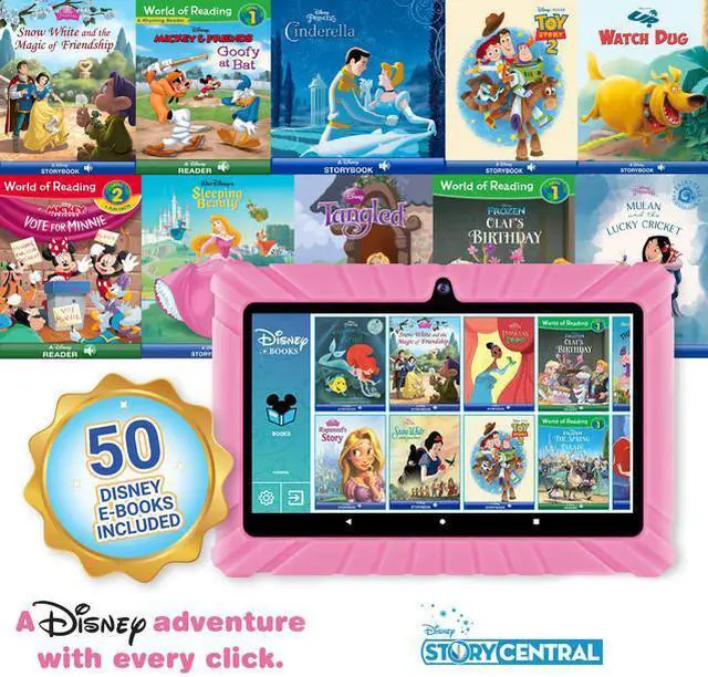 Alt view image 3 of 7 - Contixo V8-2 7 inch Kids Tablets Android 11, 32 GB HD Display Dual Cameras Wi-Fi, w/ 50 Disney eBooks, Case & Screen Protector Learning Toys for 2 -10 Years Old (2023 Sep Release, Pink)