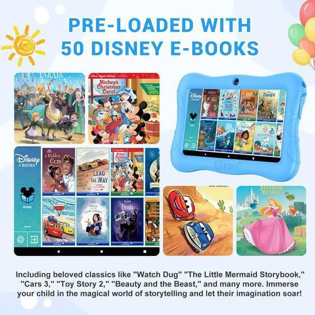 Alt view image 2 of 7 - Contixo V9 Kids Tablet 7 Inch HD Display, 32GB Storage, Bluetooth, Wi-Fi, Dual Cameras, Parental Control, Silicone Protective Case and 50 Disney eBooks Included (2023 Sep New Version, Blue)
