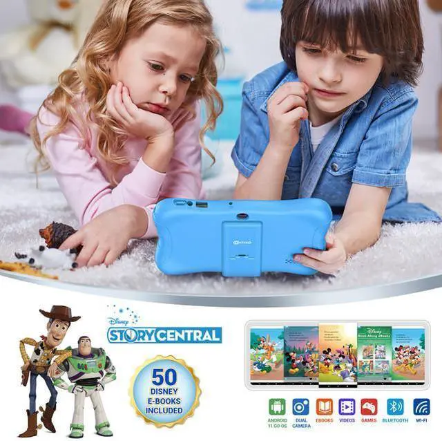 Alt view image 5 of 7 - Contixo V9 Kids Tablet 7 Inch HD Display, 32GB Storage, Bluetooth, Wi-Fi, Dual Cameras, Parental Control, Silicone Protective Case and 50 Disney eBooks Included (2023 Sep New Version, Blue)