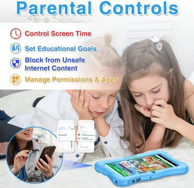 Alt view image 3 of 7 - Contixo V9 Kids Tablet 7 Inch HD Display, 32GB Storage, Bluetooth, Wi-Fi, Dual Cameras, Parental Control, Silicone Protective Case and 50 Disney eBooks Included (2023 Sep New Version, Blue)