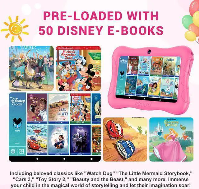 Alt view image 3 of 7 - Contixo V9 Kids Tablet 7 Inch HD Display, 32GB Storage, Bluetooth, Wi-Fi, Dual Cameras, Parental Control, Silicone Protective Case and 50 Disney eBooks Included (2023 Sep New Version, Pink)