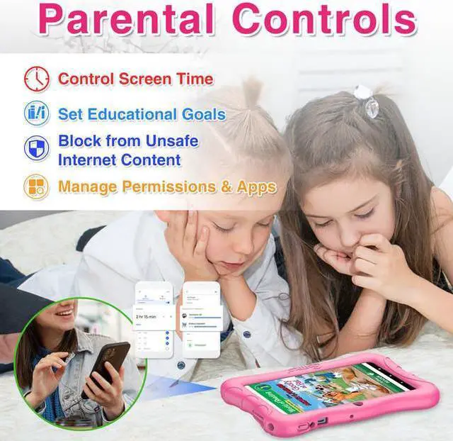 Alt view image 4 of 7 - Contixo V9 Kids Tablet 7 Inch HD Display, 32GB Storage, Bluetooth, Wi-Fi, Dual Cameras, Parental Control, Silicone Protective Case and 50 Disney eBooks Included (2023 Sep New Version, Pink)