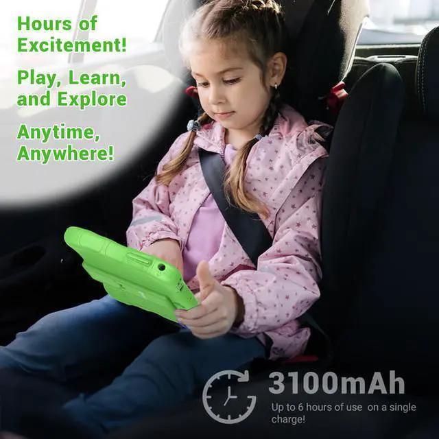 Alt view image 5 of 7 - Contixo V9 Kids Tablet 7 Inch HD Display, 32GB Storage, Bluetooth, Wi-Fi, Dual Cameras, Parental Control, Silicone Protective Case and 50 Disney eBooks Included (2023 Sep New Version, Green)