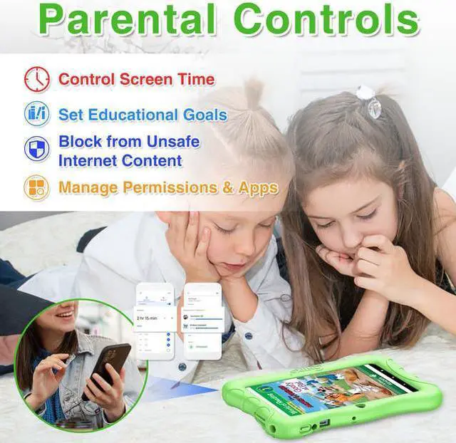 Alt view image 3 of 7 - Contixo V9 Kids Tablet 7 Inch HD Display, 32GB Storage, Bluetooth, Wi-Fi, Dual Cameras, Parental Control, Silicone Protective Case and 50 Disney eBooks Included (2023 Sep New Version, Green)