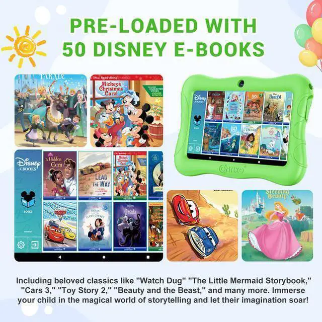 Alt view image 4 of 7 - Contixo V9 Kids Tablet 7 Inch HD Display, 32GB Storage, Bluetooth, Wi-Fi, Dual Cameras, Parental Control, Silicone Protective Case and 50 Disney eBooks Included (2023 Sep New Version, Green)