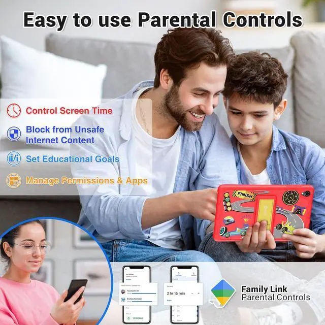 Alt view image 3 of 7 - Contixo K81 8" IPS Kids Tablet Android 13 4GB 64GB Octa Core Dual Cameras w/ 80 Disney eBooks Red