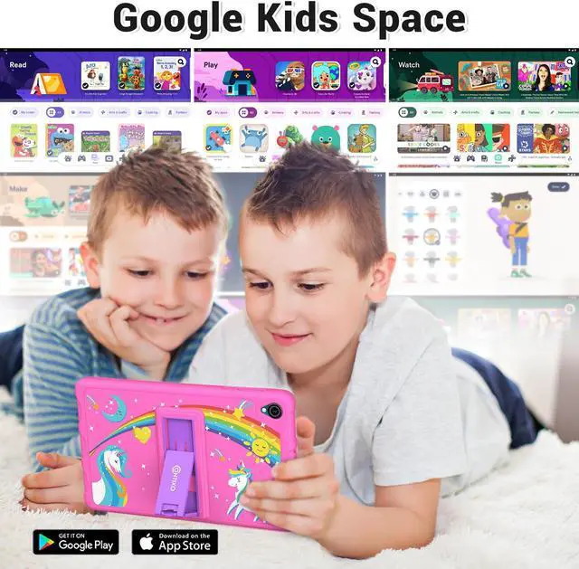 Alt view image 3 of 7 - Contixo K81 8" IPS Kids Tablet Android 13 4GB 64GB Octa Core Dual Cameras w/ 80 Disney eBooks Pink