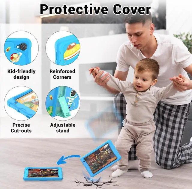 Alt view image 5 of 7 - Contixo K80 8" HD Pro Kids Tablet 64GB Dual Cameras Bluetooth Wi-Fi Shockproof Case w/ 80 Disney eBooks, for Children Toddlers Ages 3-10