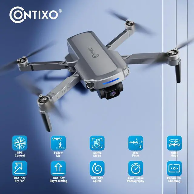 Alt view image 2 of 6 - Contixo F28 Pro Foldable Drone with 4K FHD Camera, GPS Control & Selfie Mode, Follow Me & Orbit Mode, up to 25 Min Flight Time, Brushless Motor with Carrying Case, WiFi RC Quadcopter for Adult