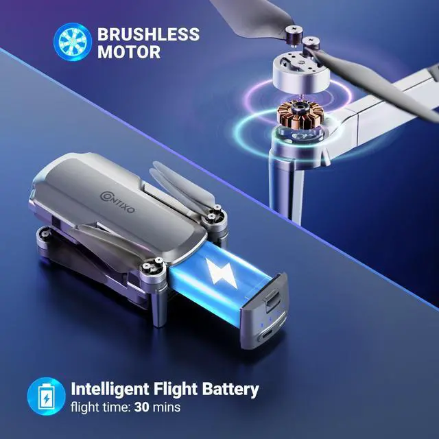 Alt view image 5 of 6 - Contixo F28 Pro Foldable Drone with 4K FHD Camera, GPS Control & Selfie Mode, Follow Me & Orbit Mode, up to 25 Min Flight Time, Brushless Motor with Carrying Case, WiFi RC Quadcopter for Adult