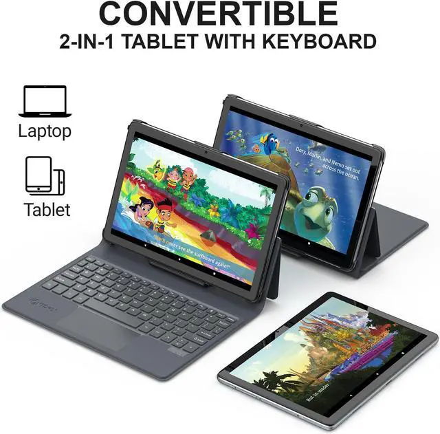 Alt view image 5 of 7 - Contixo A1 10.1 Inch IPS HD Touch Screen Educational Android Tablet 128GB Octa-Core with Docking Keyboard Black