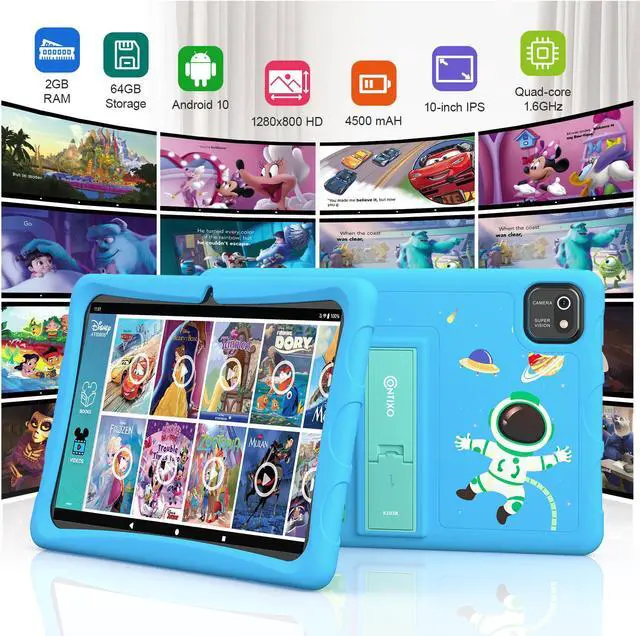 Alt view image 3 of 7 - Contixo K103B Kids Tablet IPS HD 10.1  64GB, 2GB RAM, Quad-Core 1.6GHz CPU Android Tablets, Dual Cameras 0.3 MP and 2 MP, Bluetooth, Wi-Fi Child Proof Case & Screen Protectors, 80 Disney E-Books