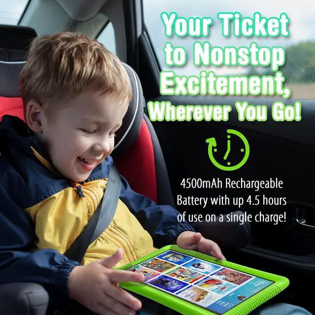 Alt view image 6 of 7 - Contixo Kids Tablet K102, 10" HD, Parental Control, Android 10, 64GB, WiFi, Learning Tablet with Camera for Children Ages 3 -12 with 80 Disney eBooks and Kid-Proof Case, Green 2023