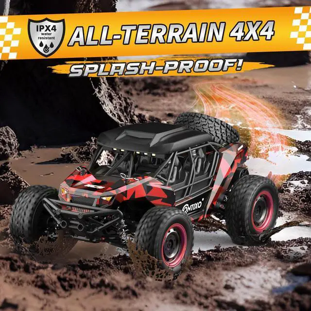 Alt view image 5 of 7 - Contixo 1:16 All Terrain RC Cars, 25 MPH High Speed Remote Control Car with 2.4 GHz Remote Control, 4WD Electric Vehicle Off-Road Truck, 4X4 Waterproof RC Trucks Toys for Ages 8-13+ Red