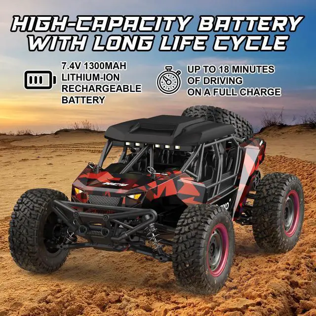 Alt view image 6 of 7 - Contixo 1:16 All Terrain RC Cars, 25 MPH High Speed Remote Control Car with 2.4 GHz Remote Control, 4WD Electric Vehicle Off-Road Truck, 4X4 Waterproof RC Trucks Toys for Ages 8-13+ Red