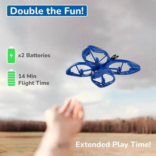 Alt view image 3 of 7 - Contixo TD2 Butterfly RC Drone Quadcopter with Remote Control and LED Lights features 3D Flip, 3 Speed Modes Drone, Headless Mode, Safe Toys Propeller Protection for Kids
