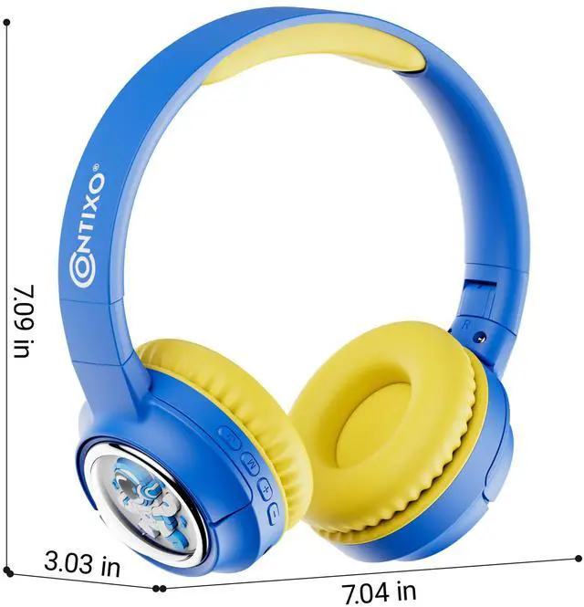 Alt view image 2 of 7 - contixo KB6 Wireless Bluetooth Headphones, 85/94dB Safe Volume, Bluetooth 5.3, 3.5mm Jack, Foldable,Colorful LED Light,Wireless Headphones With Microphone For School/Travel/Plane, For Ages 3-16 Blue