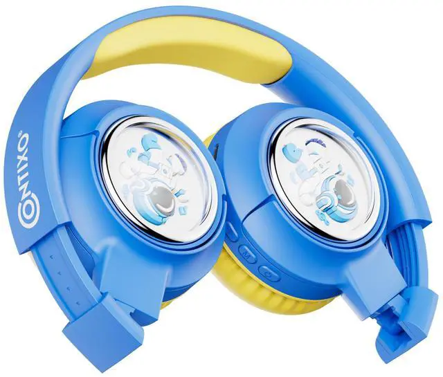 Main image of contixo KB6 Wireless Bluetooth Headphones, 85/94dB Safe Volume, Bluetooth 5.3, 3.5mm Jack, Foldable,Colorful LED Light,Wireless Headphones With Microphone For School/Travel/Plane, For Ages 3-16 Blue