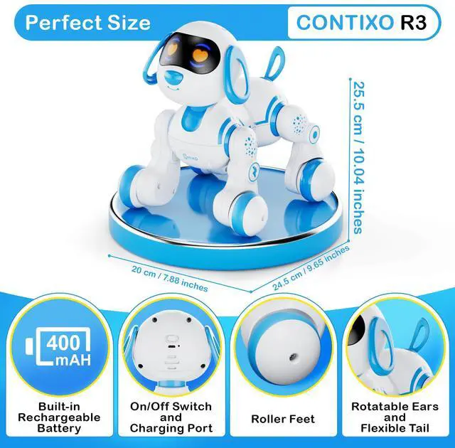 Alt view image 6 of 7 - Contixo R3 Robot Dog, Walking Pet Robot Toy, App Controlled Robots for Kids, Remote Control, Interactive Dance, Voice Commands, Bluetooth, Motion Sensor, RC Toy Dog