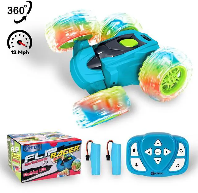Main image of Contixo SC3 RC Car Stunt Racer, Wheels Flip & Rotate 360°, Fast Remote Control Toy Car for Kids, AWD, 2.4GHz, Rechargeable Battery, Lights Up - Blue