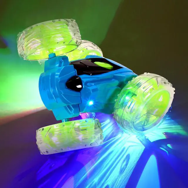 Alt view image 7 of 7 - Contixo SC3 RC Car Stunt Racer, Wheels Flip & Rotate 360°, Fast Remote Control Toy Car for Kids, AWD, 2.4GHz, Rechargeable Battery, Lights Up - Blue