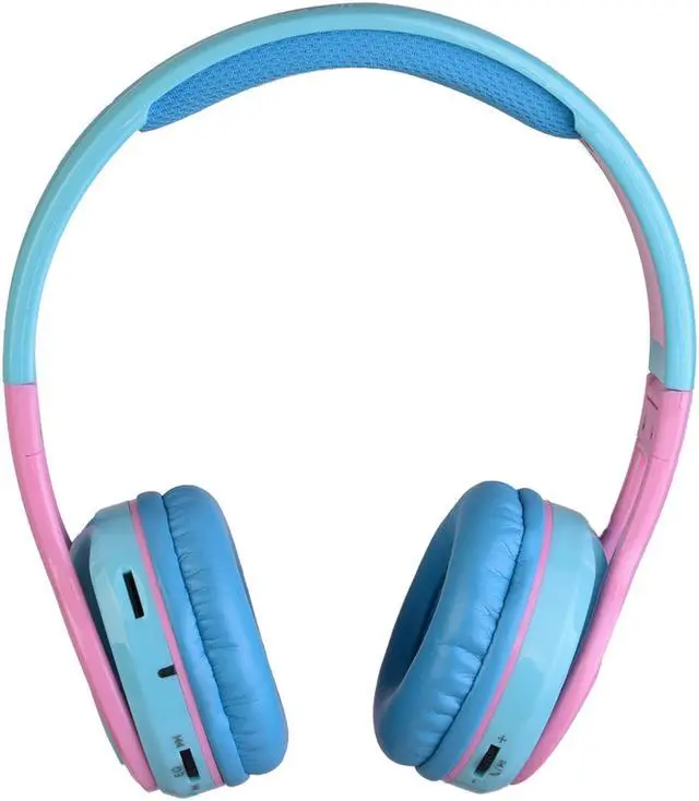 Alt view image 2 of 15 - Contixo KB-2600 Kid Safe 85dB Over The Ear Foldable Wireless Bluetooth Headphone with Volume Limiter, Built-in Micro Phone, Micro SD Card Music Player, FM Stereo Radio, Blue+Pink