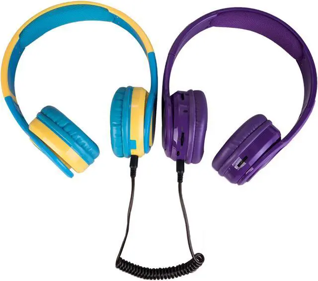 Alt view image 3 of 17 - Contixo KB-2600 Kid Safe 85dB Over The Ear Foldable Wireless Bluetooth Headphone with Volume Limiter, Built-in Micro Phone, Micro SD Card Music Player, FM Stereo Radio, Blue+Yellow