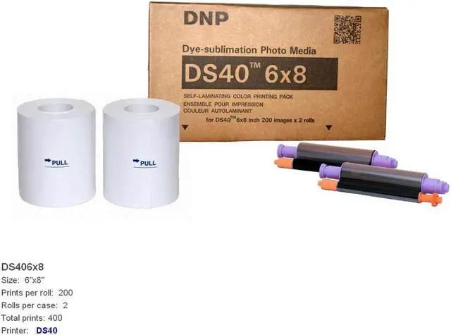 Main image of DNP DS40 6x8 inch Dyesub Printer Paper 400 Glossy Prints