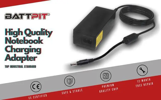 Alt view image 3 of 7 - BattPit: New Replacement Laptop AC Adapter/Power Supply/Charger for Acer 2528253, 0335A1965, 2523114, 6500920, ADT01.008, AP.A0201.003, QND1ACYZZZ00493 (19V 4.74A 90W)