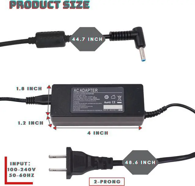 Alt view image 2 of 7 - BattPit: New Replacement Laptop AC Adapter/Charger for HP 15-ay012ca 15-ay012cy 15-ay013ca 15-ay013dx 15-ay015dx 15-ay016nr 15-ay019ca [19.5V 4.62A 90W]