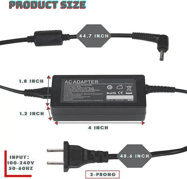 Alt view image 2 of 7 - BattPit: New Replacement Laptop AC Adapter/Charger for Asus VivoBook S15 S15 S510UA S15 S510UA  S15 S510UA-BQ447T S15 S510UA-RS51 [19V 3.42A 65W]