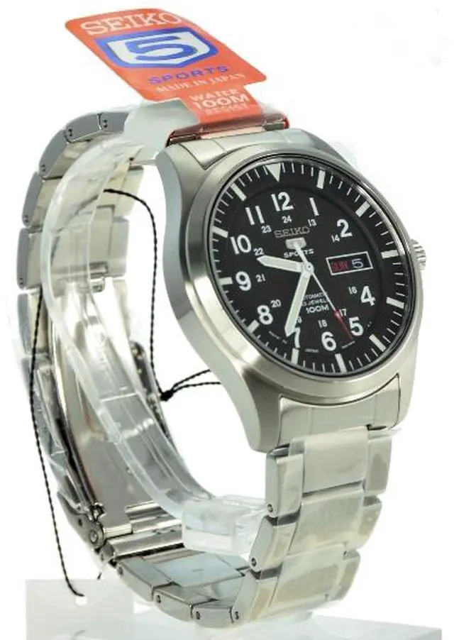 Alt view image 2 of 13 - SEIKO 5 SNZG13 SNZG13J1 Army Automatic Black Dial Stainless Steel Men's Watch