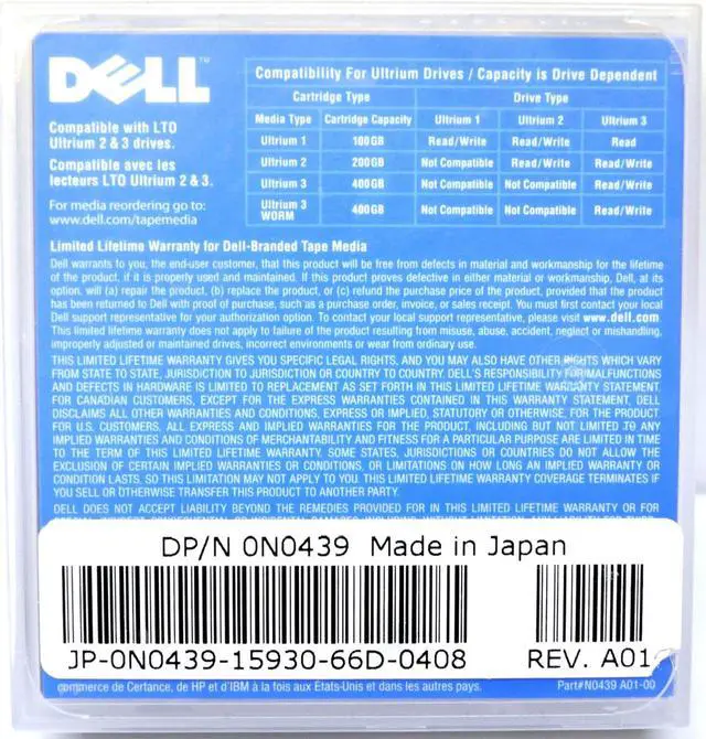 Alt view image 2 of 3 - Dell N0439 LTO Ultrium-2 Data Cartridge