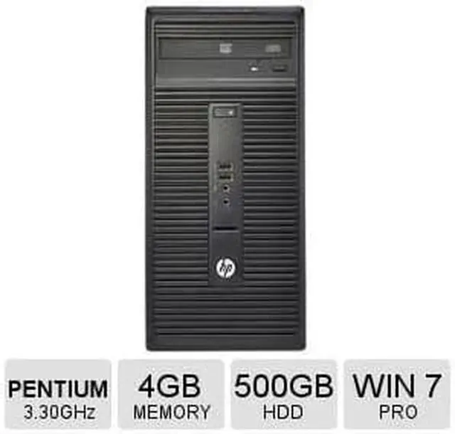 Alt view image 3 of 5 - HP 280 G1 (P0C86UT#ABA) Desktop PC- Intel Pentium G3260 (3.3 GHz), 4GB DDR3 500GB HDD, Intel HD Graphics, Windows 7 Professional 64-Bit
