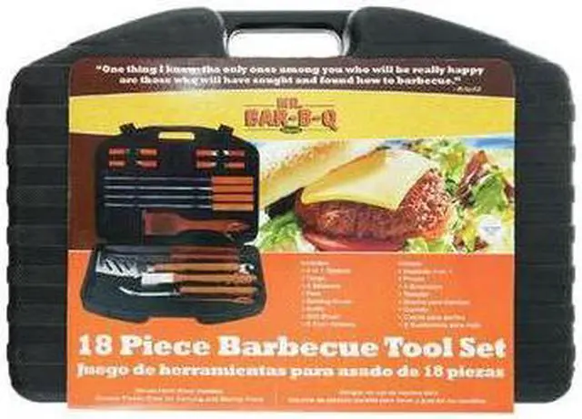 Alt view image 2 of 3 - Mr. Bar.B.Q 18 Piece BBQ Tool Set With Plastic Case - 18 Piece(s) - Stainless Steel, Hardwood