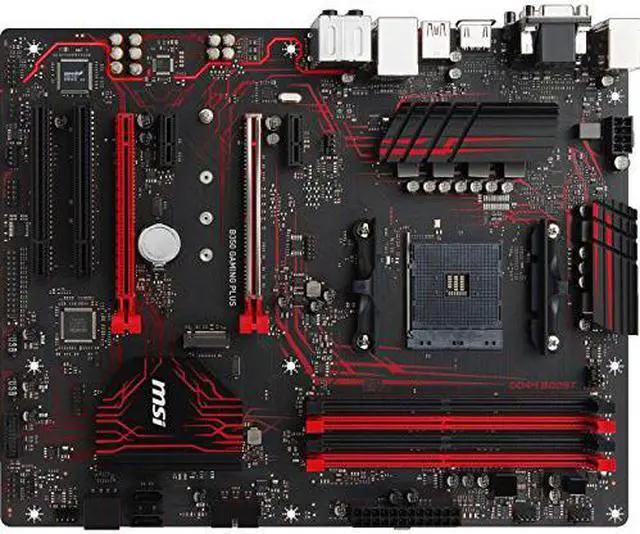 Alt view image 3 of 12 - MSI Motherboard B350 GAMING PLUS AMD RYZEN AM6 AMD B350 Chipset  64GB 2 x DDR4 memory slots support up to 32GB 1 x PCIe 3.0 x16 slots 4 x SATA 6Gb/s ports