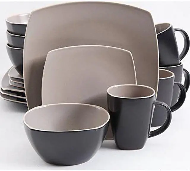 Alt view image 2 of 4 - Gibson Home Soho Lounge Matte 16 Piece Dinnerware Set, Taupe/Black