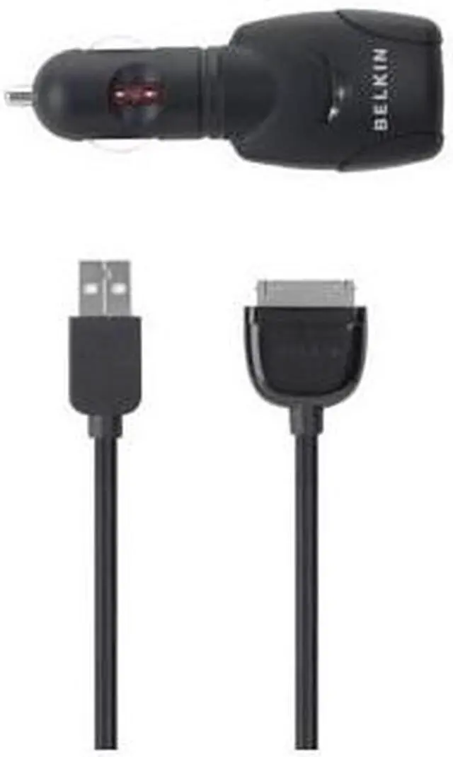 Alt view image 2 of 2 - NEW ORIGINAL OEM BLACK BELKIN APPLE iPHONE 4 4S USB CAR CHARGER