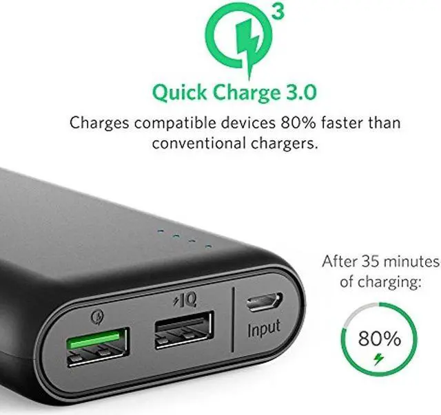 Alt view image 10 of 14 - Anker PowerCore 20,000 mAh Portable Charger for Most USB-Enabled Devices - Black