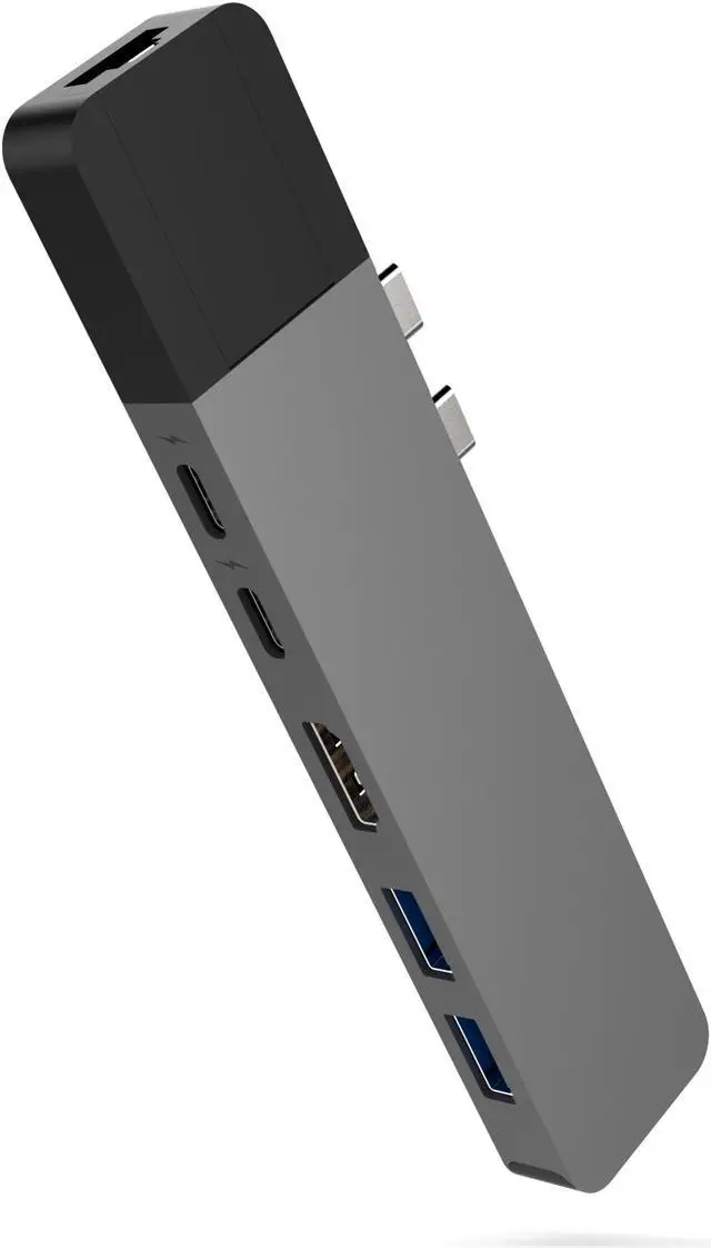 Alt view image 2 of 6 - Sanho HyperDrive NET 6-in-2 Hub for USB-C MacBook Pro, Space Gray #SAGN28NG