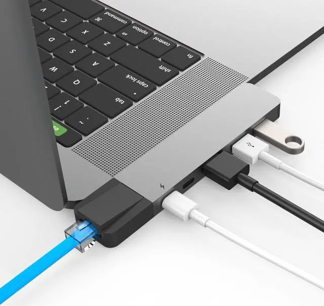 Alt view image 4 of 6 - Sanho HyperDrive NET 6-in-2 Hub for USB-C MacBook Pro, Space Gray #SAGN28NG