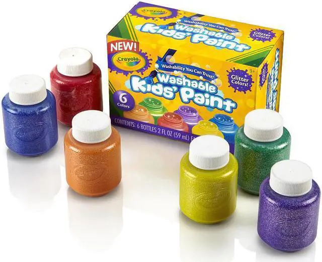 Main image of Crayola Washable Kids Paint 2oz. 6/ST Glitter/Ast 542400